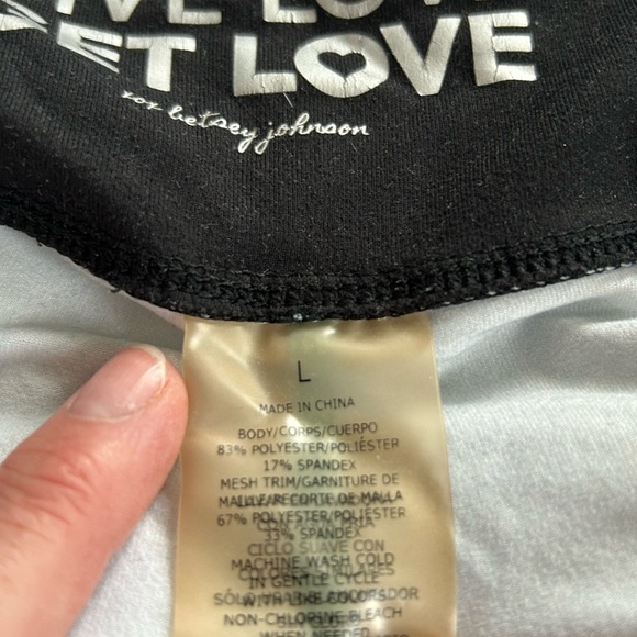 Betsey Johnson Blue and Black Palm Leggings Sz L - Picture 4 of 6